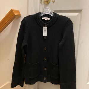 NWT LOFT Waisted Patch Pocket Black Cardigan - Size Medium